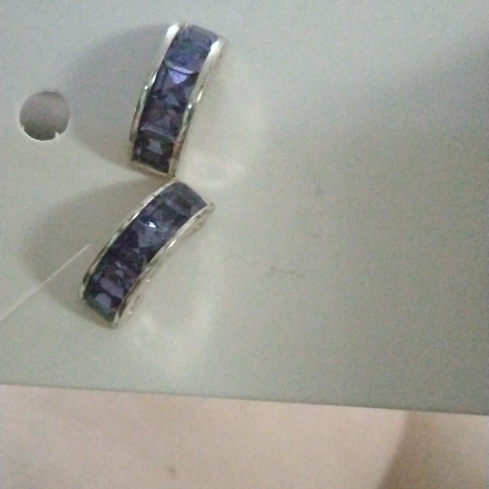 Vintage Roman Purple Amethyst Rhinestone Silver Earrings